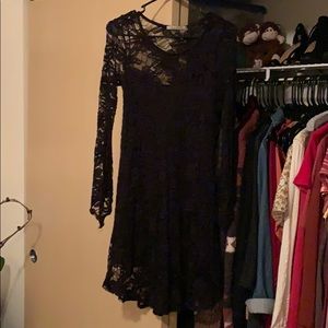 Black lace floral dress